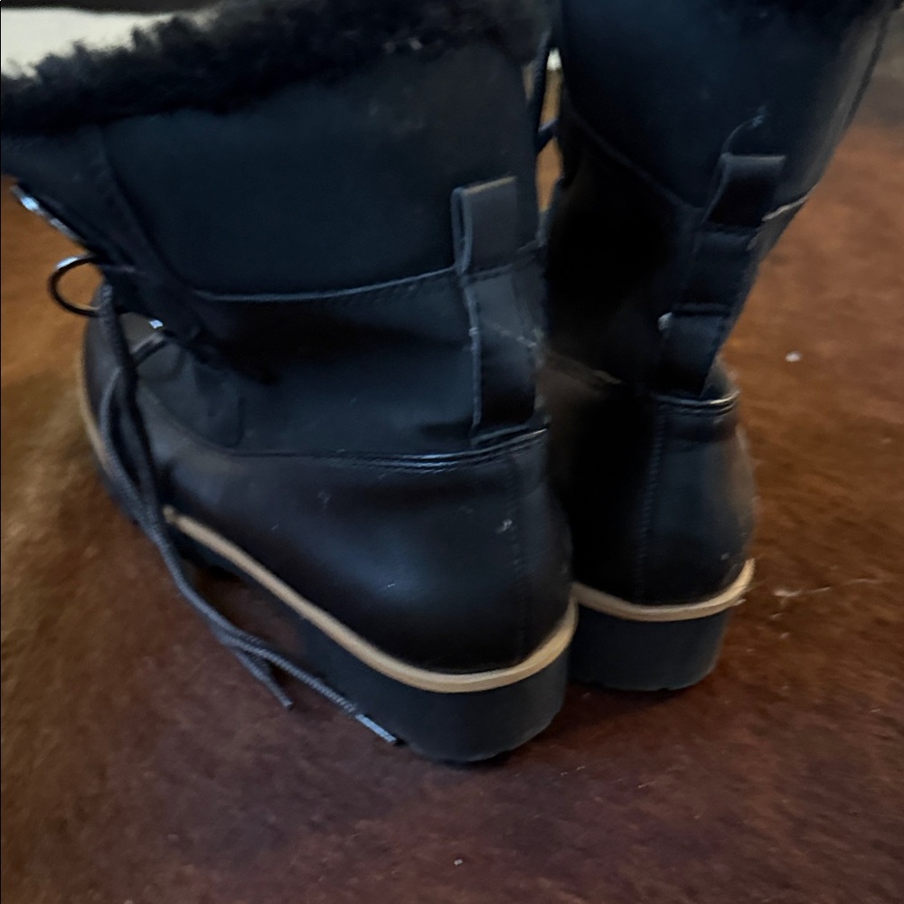 JBU Black Winter Boots with Faux Fur Trim - Picture 2 of 3